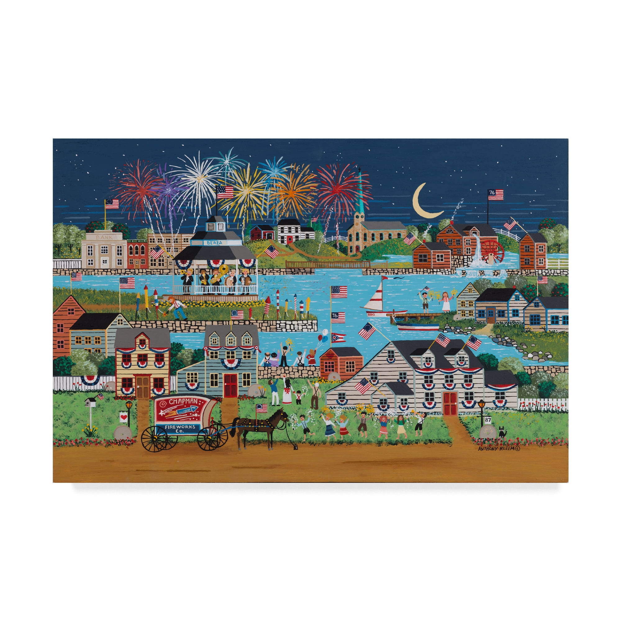 Trademark Fine Art 'Fireworks Over Coe Lake' Canvas Art by Anthony Kleem