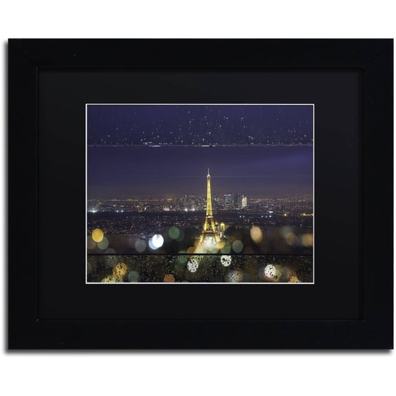 Trademark Fine Art "Fireworks of Rain in Paris" Canvas Art by Mathieu Rivrin, Black Matte, Black Frame