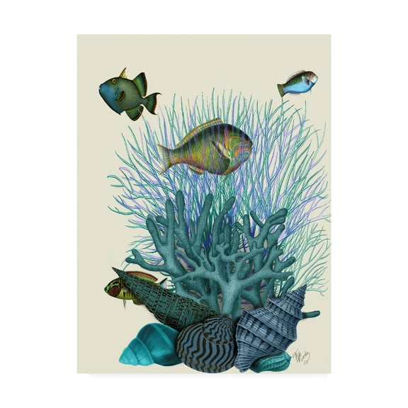 Trademark Fine Art 'Fish Blue Shells and Corals' Canvas Art by Fab Funky