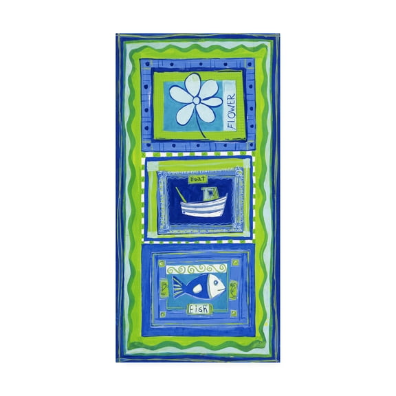 Trademark Fine Art 'Fish Boat And Flower In Blue' Canvas Art by Pablo Esteban