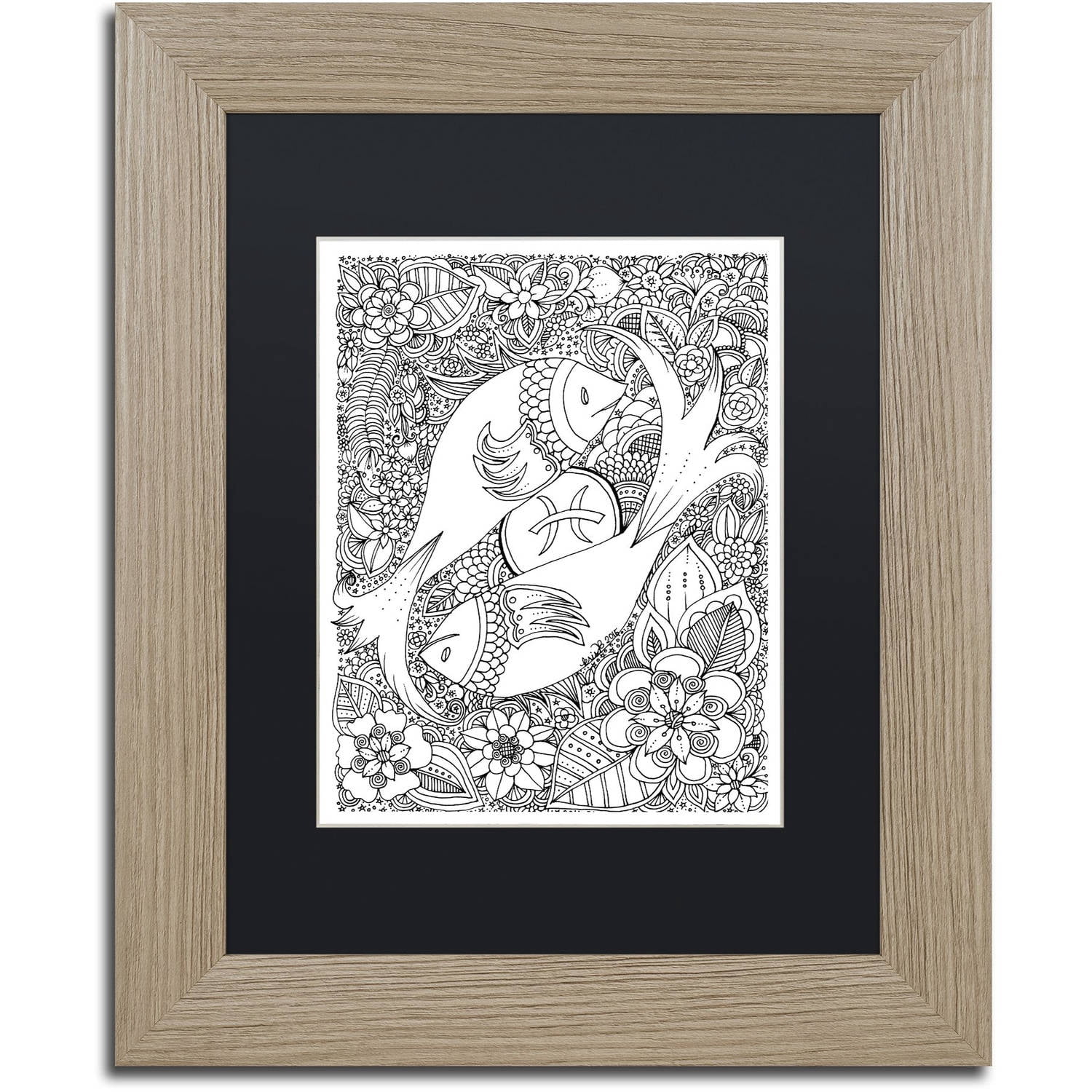 Trademark Fine Art "Fish" Canvas Art by KCDoodleArt Black Matte, Birch Frame