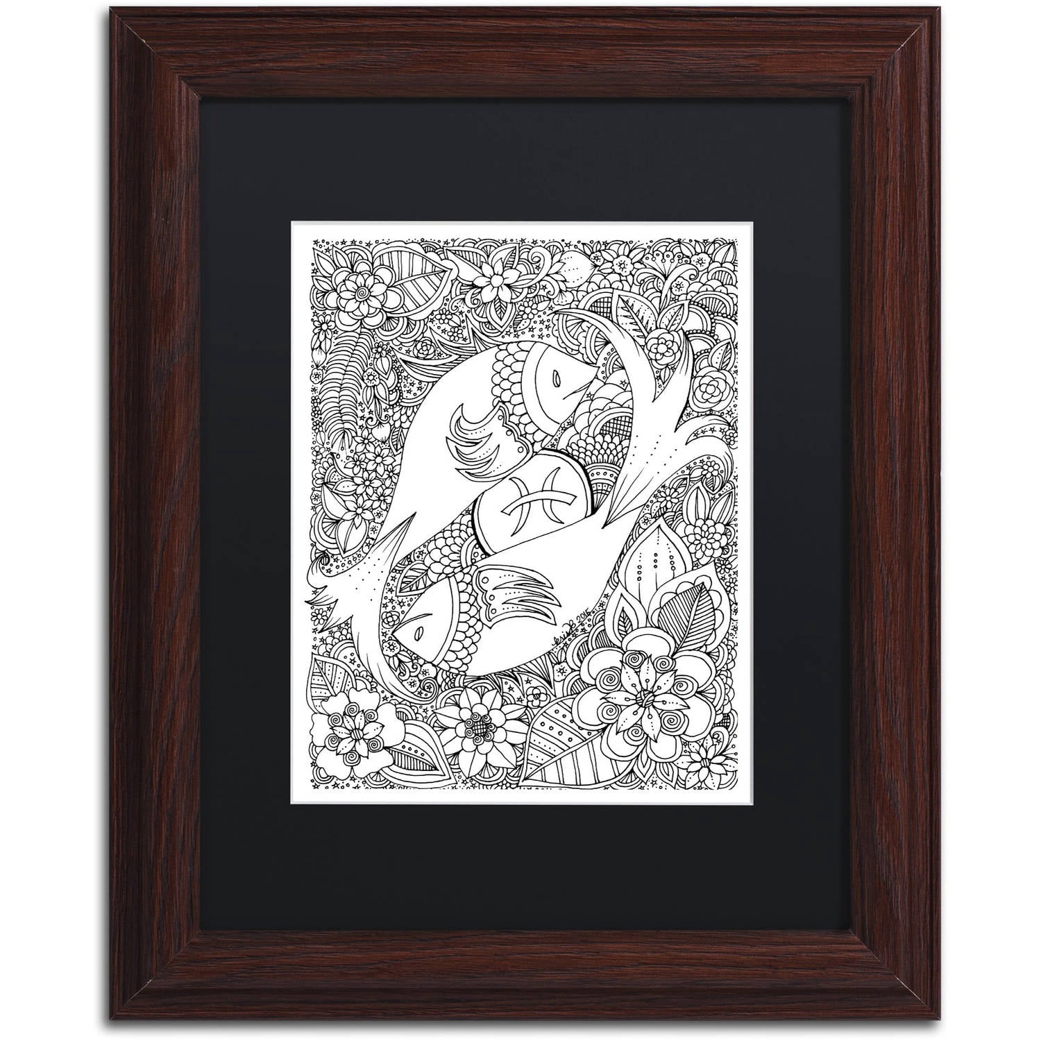 Trademark Fine Art 'Fish' Canvas Art by KCDoodleArt Black Matte, Wood Frame