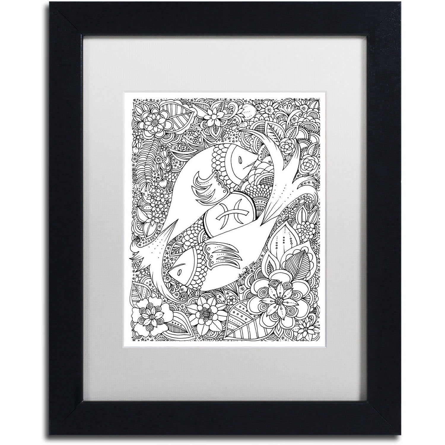 Trademark Fine Art 'Fish' Canvas Art by KCDoodleArt White Matte, Black Frame