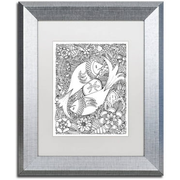 Trademark Fine Art 'Fish' Canvas Art by KCDoodleArt White Matte, Silver Frame