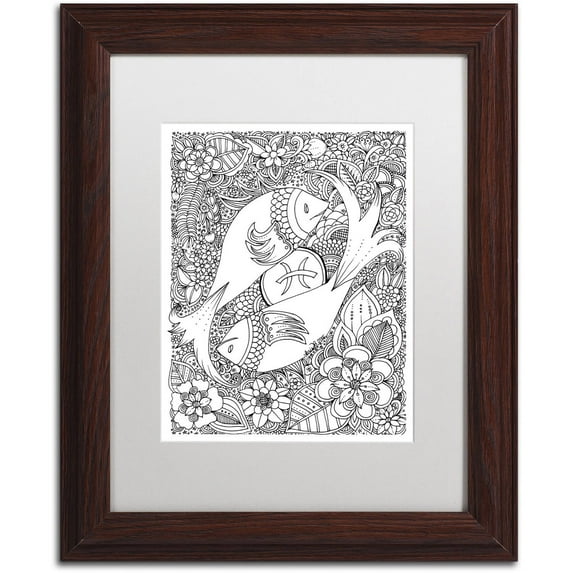 Trademark Fine Art "Fish" Canvas Art by KCDoodleArt White Matte, Wood Frame