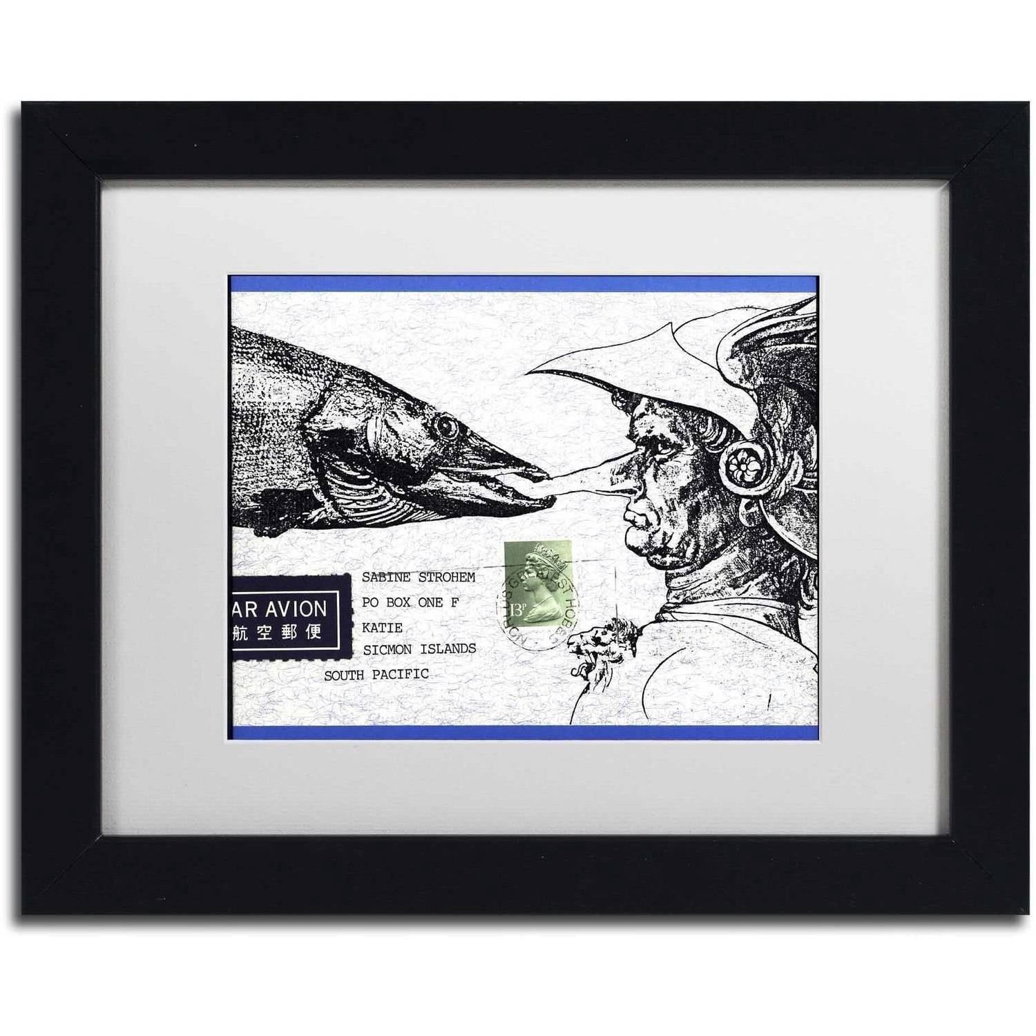 Trademark Fine Art 'Fish Nose' Canvas Art by Nick Bantock, White Matte, Black Frame