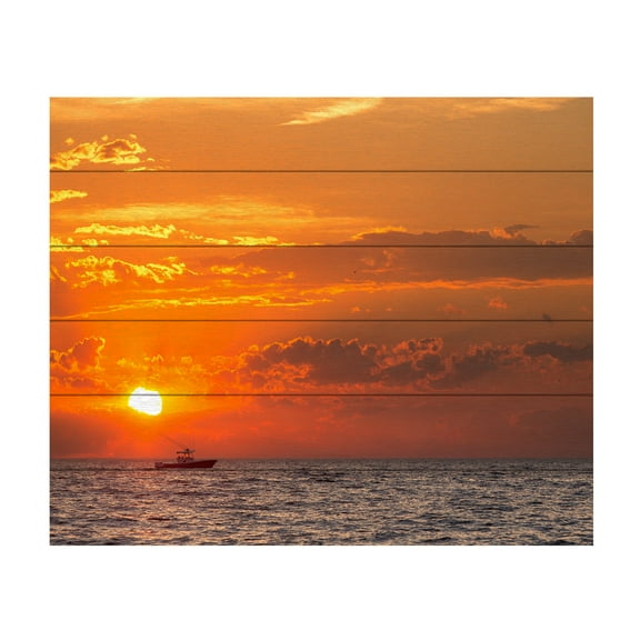 Trademark Fine Art 'Fishing Boat Sunset' Wooden Wall Art Art by Jason Shaffer