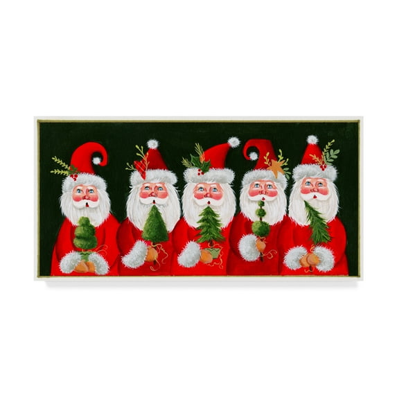 Trademark Fine Art 'Five Santas' Canvas Art by Beverly Johnston