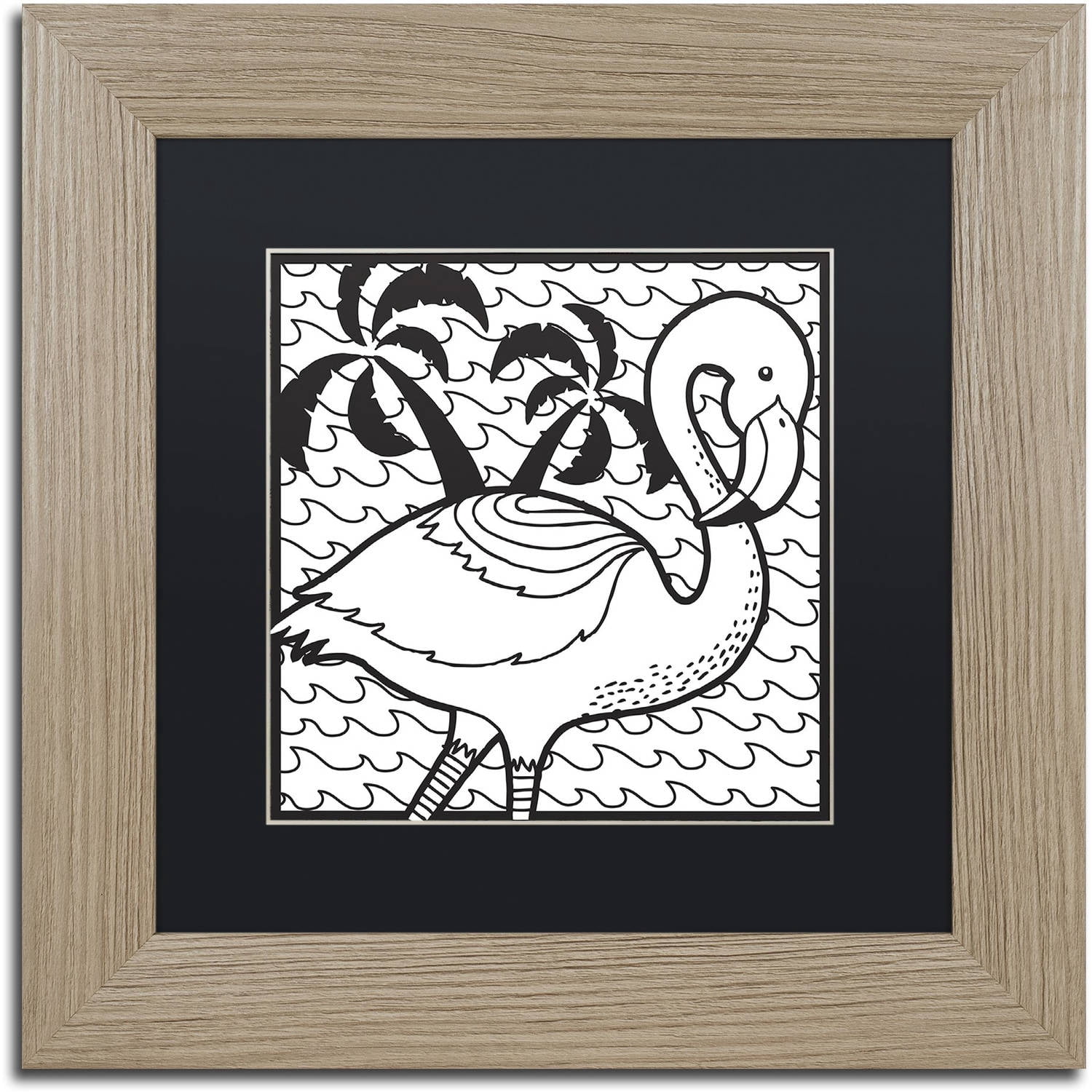 Trademark Fine Art "Flamingo" Canvas Art by Hello Angel, Black Matte, Birch Frame