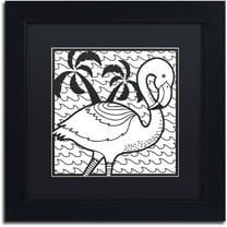 Trademark Fine Art "Flamingo" Canvas Art by Hello Angel, Black Matte, Black Frame