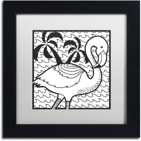 Trademark Fine Art "Flamingo" Canvas Art by Hello Angel, White Matte, Black Frame