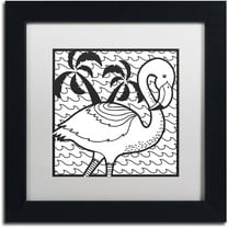 Trademark Fine Art "Flamingo" Canvas Art by Hello Angel, White Matte, Black Frame