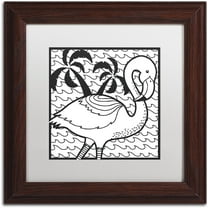 Trademark Fine Art "Flamingo" Canvas Art by Hello Angel, White Matte, Wood Frame