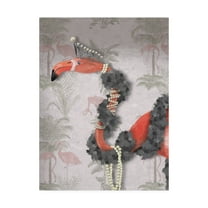 Trademark Fine Art 'Flamingo and Pearls, Portrait' Canvas Art by Fab Funky
