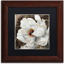 Trademark Fine Art "Fleurs Blanc III" Canvas Art by Color Bakery Black Matte, Wood Frame