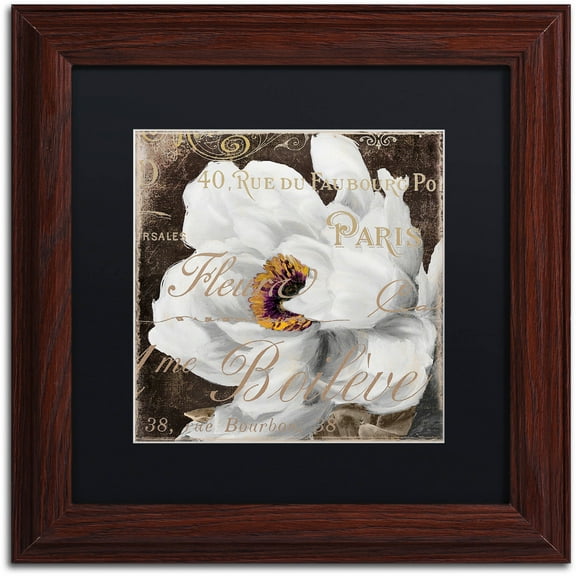 Trademark Fine Art "Fleurs Blanc III" Canvas Art by Color Bakery Black Matte, Wood Frame
