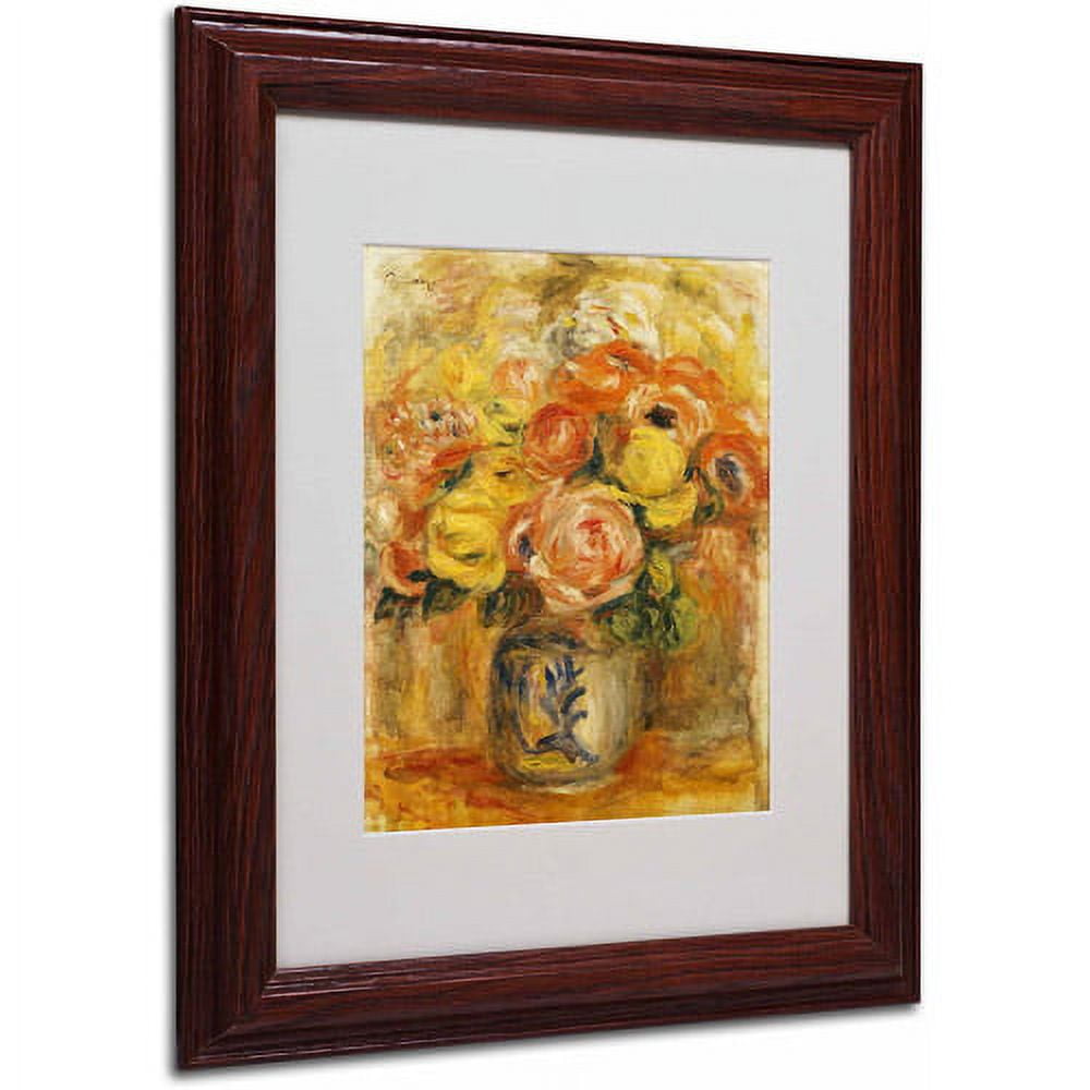 Trademark Fine Art "Fleurs Dans Un Vase Bleu" Canvas Art by Pierre Renoir, Wood Frame