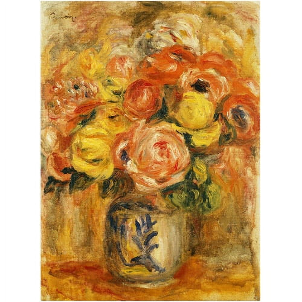 Trademark Fine Art "Fleurs Dans Un Vase Bleu et Blanc" Canvas Art by Pierre-Auguste Renoir