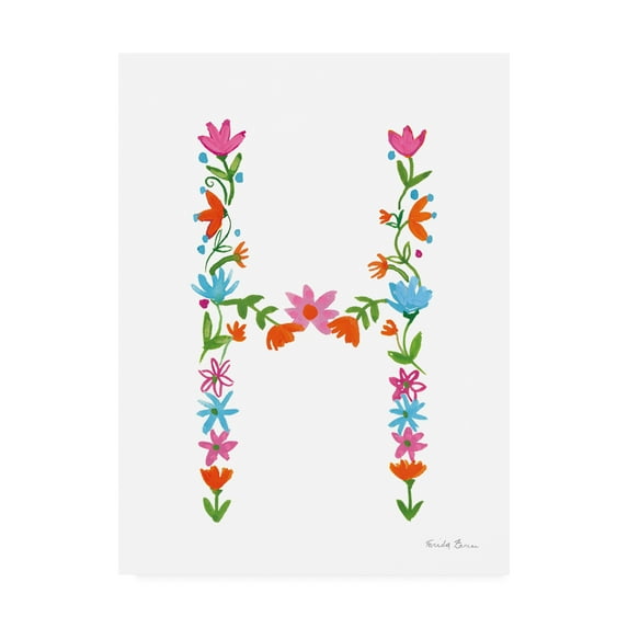 Trademark Fine Art 'Floral Alphabet Letter VIII' Canvas Art by Farida Zaman
