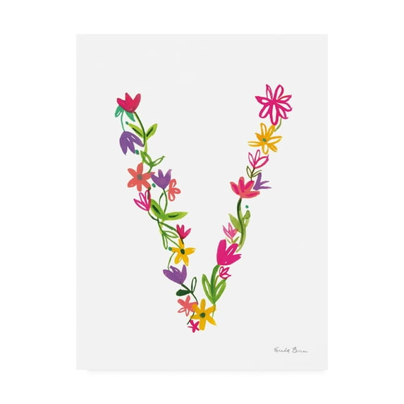 Trademark Fine Art 'Floral Alphabet Letter XXII' Canvas Art by Farida Zaman
