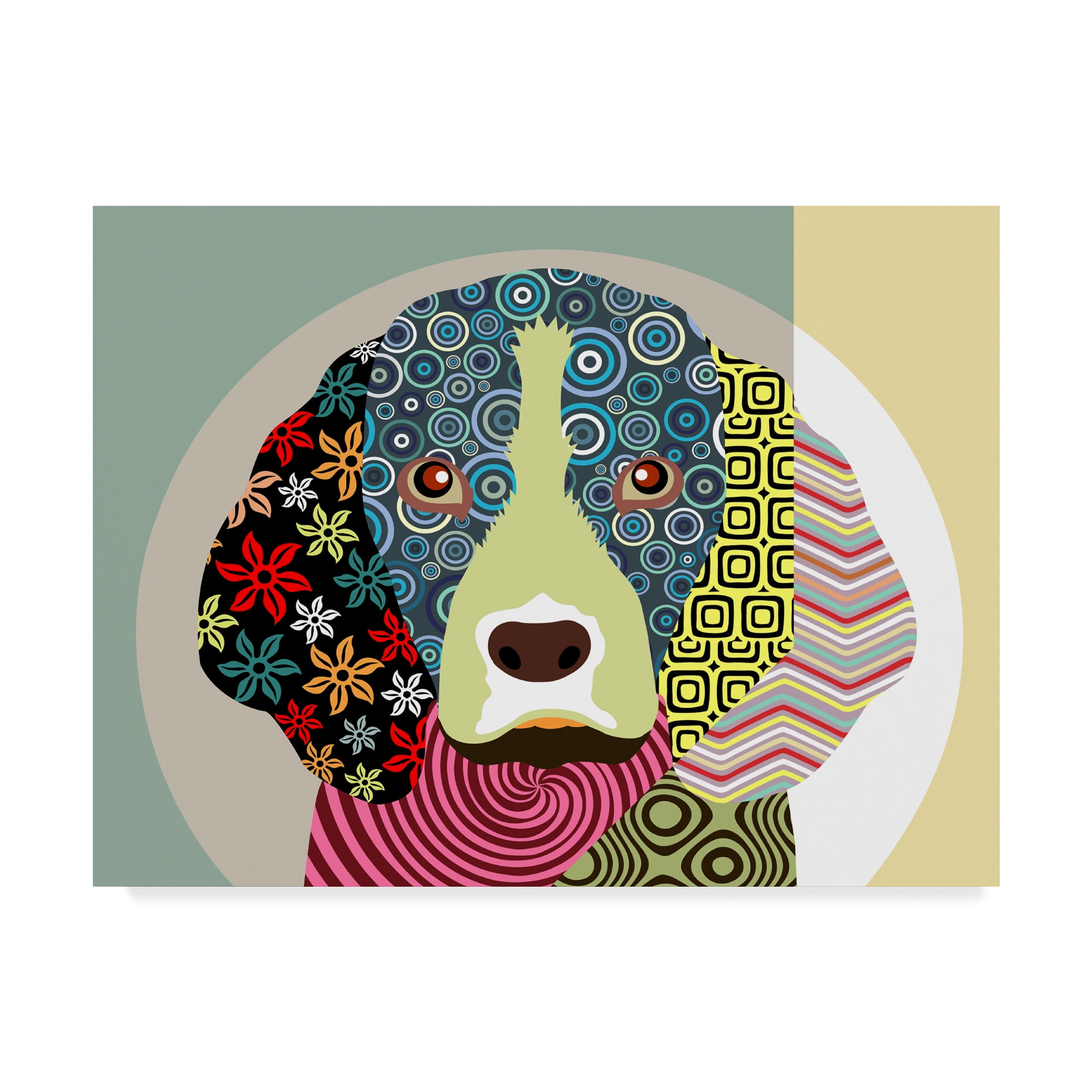 Trademark Fine Art 'Floral Beagle' Canvas Art by Lanre Adefioye