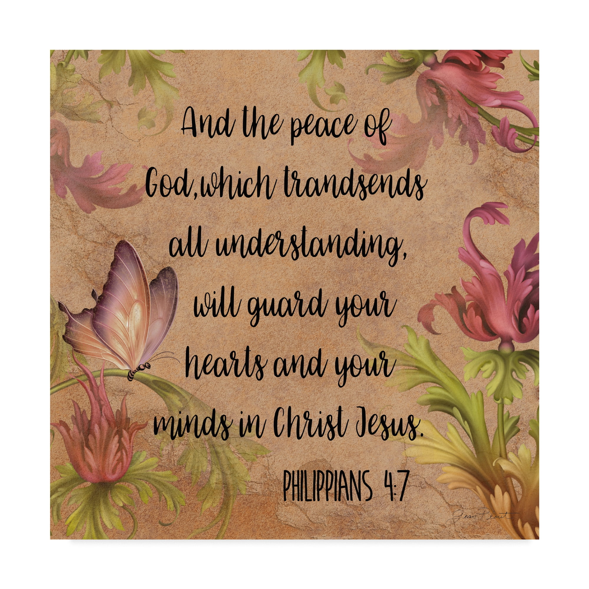 Trademark Fine Art 'Floral Bible Verse 2' Canvas Art by Jean Plout