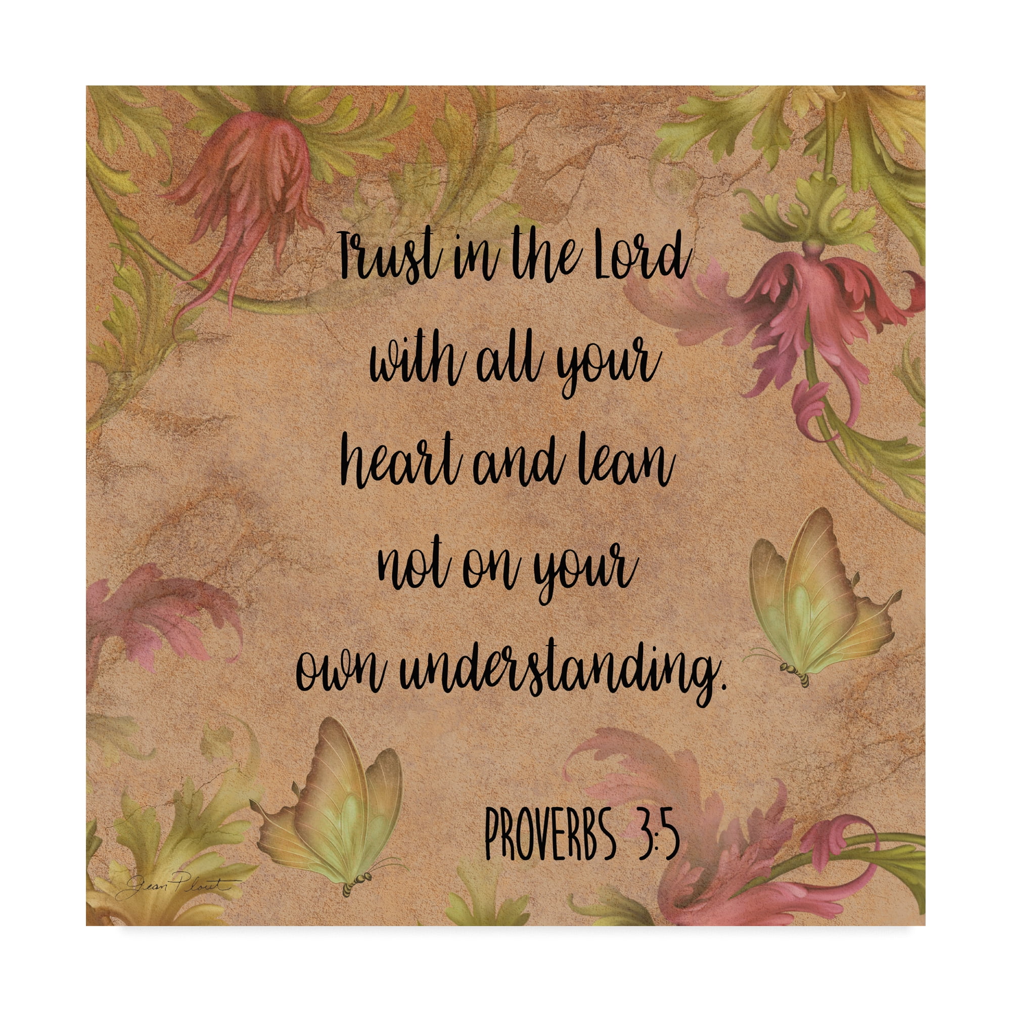 14" x 14" Floral Bible Verse Canvas Art in Modern Frame