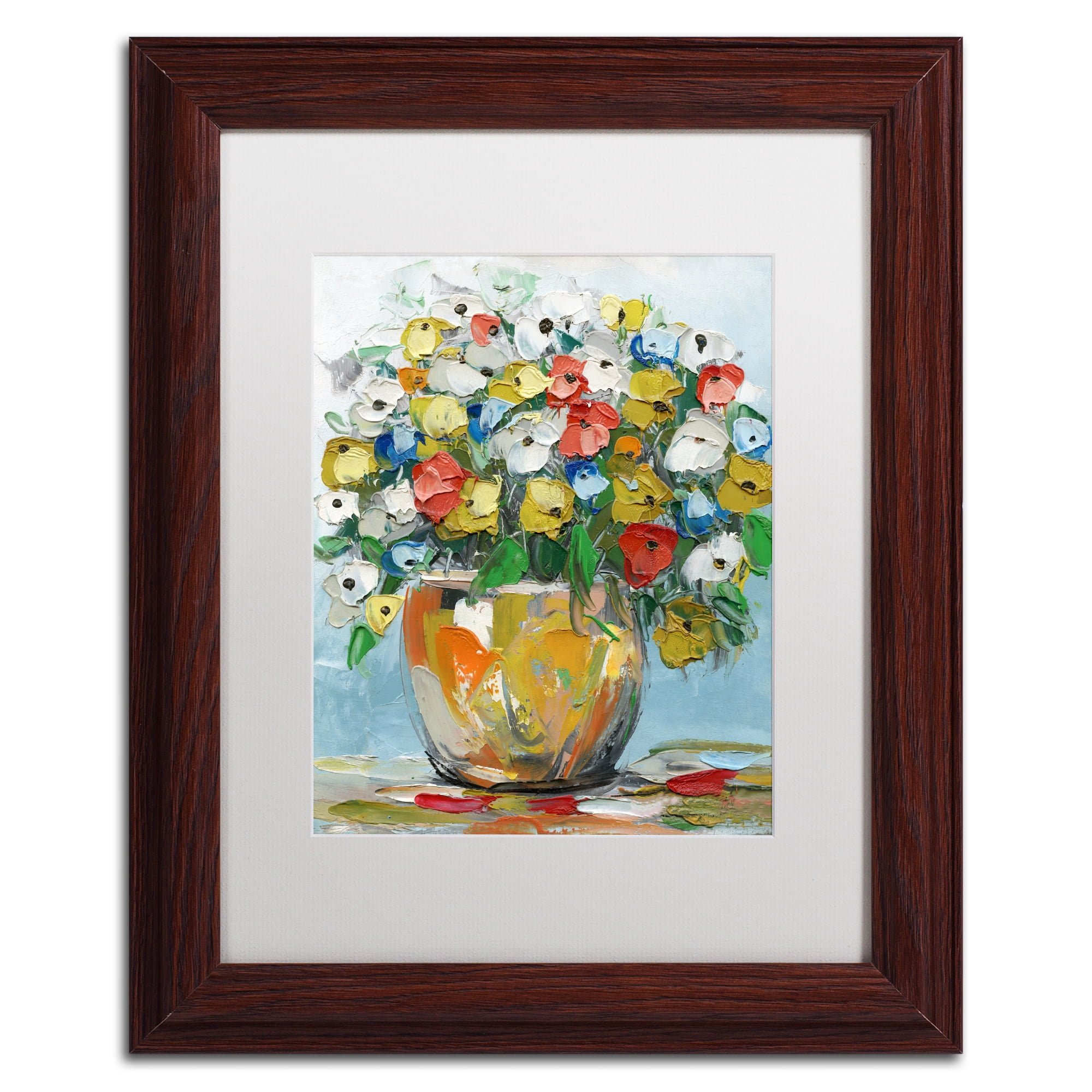 Trademark Fine Art Floral & Botanical Matted Framed Art ' Spring Flowers in a Vase 3 ' by Masters Fine Art