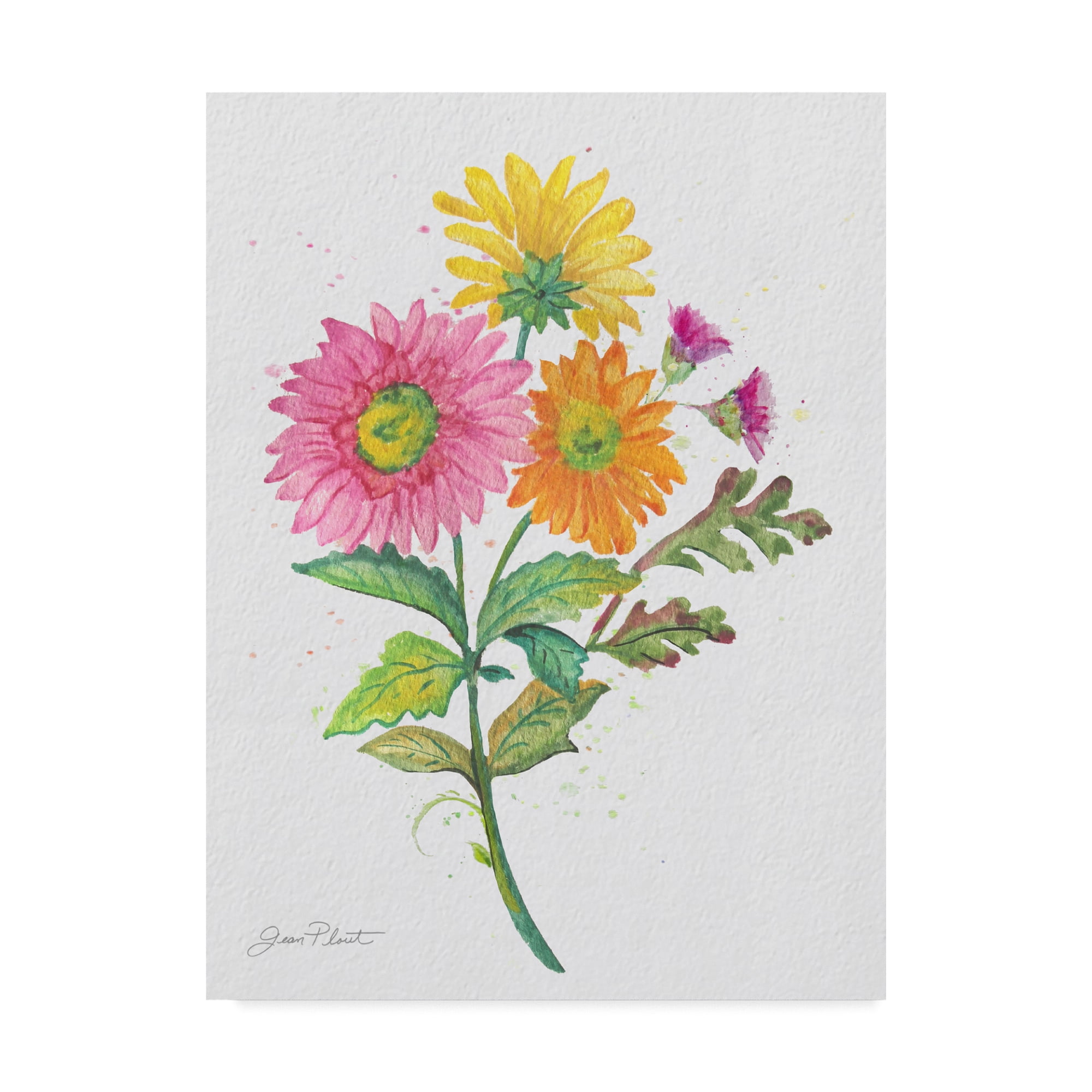 Trademark Fine Art Floral Canvas Art ' Watercolor Flowers 4 ' by Jean Plout