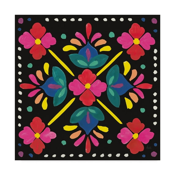 Trademark Fine Art 'Floral Fiesta Tile I' Canvas Art by Laura Marshall