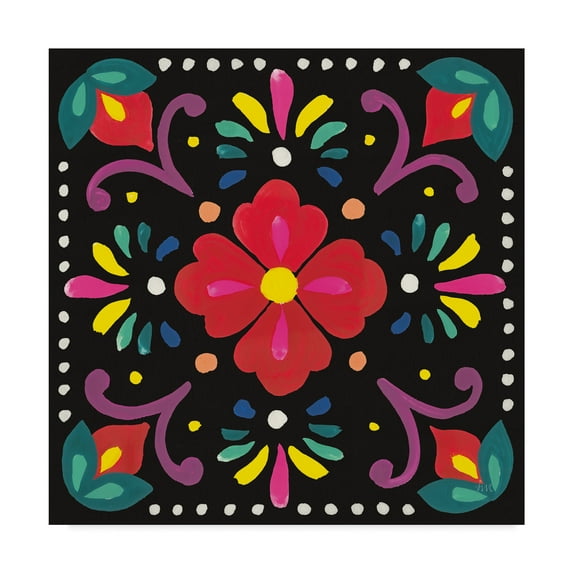 Trademark Fine Art 'Floral Fiesta Tile XII' Canvas Art by Laura Marshall
