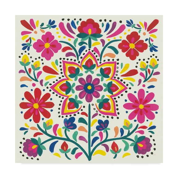Trademark Fine Art 'Floral Fiesta White III' Canvas Art by Laura Marshall