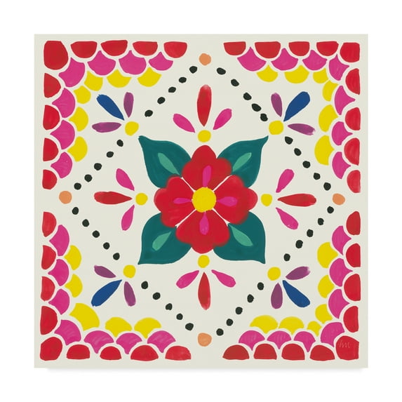 Trademark Fine Art 'Floral Fiesta White Tile IV' Canvas Art by Laura Marshall