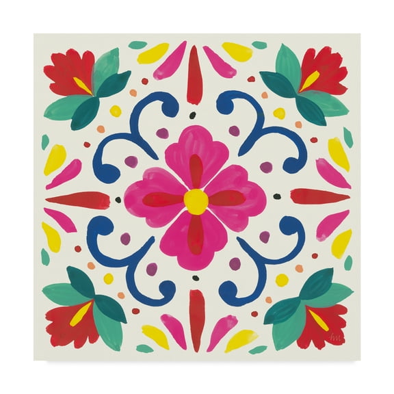 Trademark Fine Art 'Floral Fiesta White Tile VII' Canvas Art by Laura Marshall