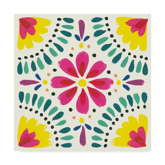 Trademark Fine Art 'Floral Fiesta White Tile X' Canvas Art by Laura Marshall