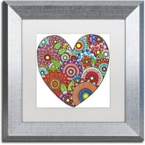 Trademark Fine Art "Floral Heart" Canvas Art by Hello Angel, White Matte, Silver Frame