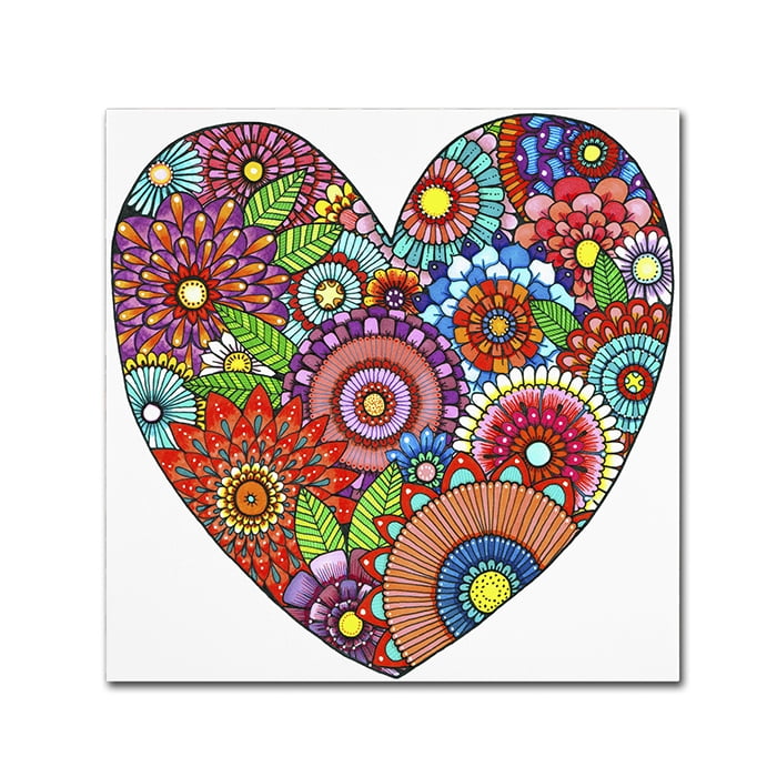 Trademark Fine Art "Floral Heart" Canvas Art by Hello Angel
