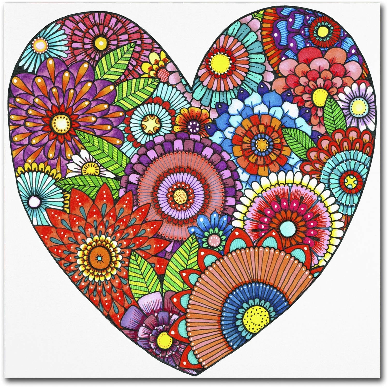 Trademark Fine Art "Floral Heart" Canvas Art by Hello Angel