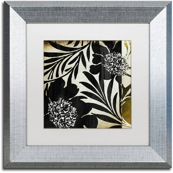Trademark Fine Art "Floral Jungle Lines I" Canvas Art by Color Bakery White Matte, Silver Frame