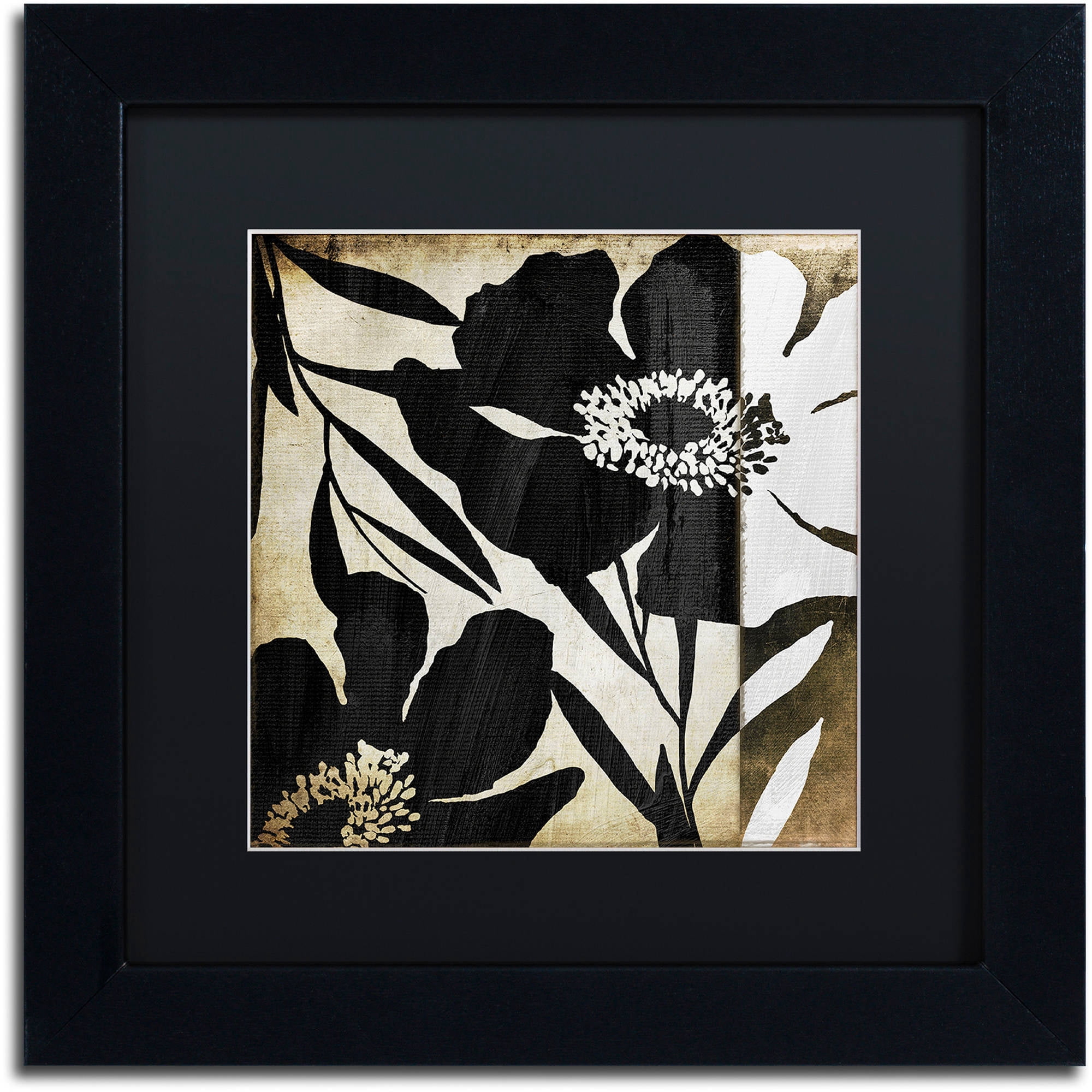 Trademark Fine Art "Floral Jungle Lines II" Canvas Art by Color Bakery Black Matte, Black Frame