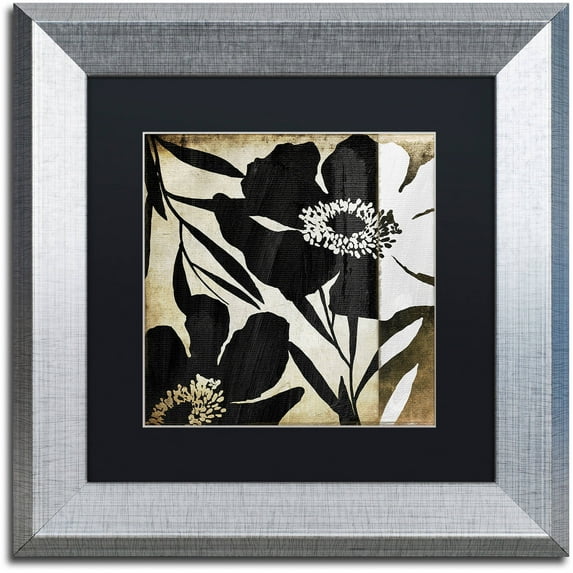 Trademark Fine Art "Floral Jungle Lines II" Canvas Art by Color Bakery Black Matte, Silver Frame