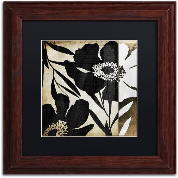 Trademark Fine Art "Floral Jungle Lines II" Canvas Art by Color Bakery Black Matte, Wood Frame