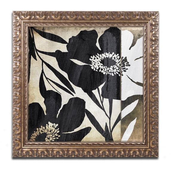 Trademark Fine Art "Floral Jungle Lines II" Canvas Art by Color Bakery Gold Ornate Frame