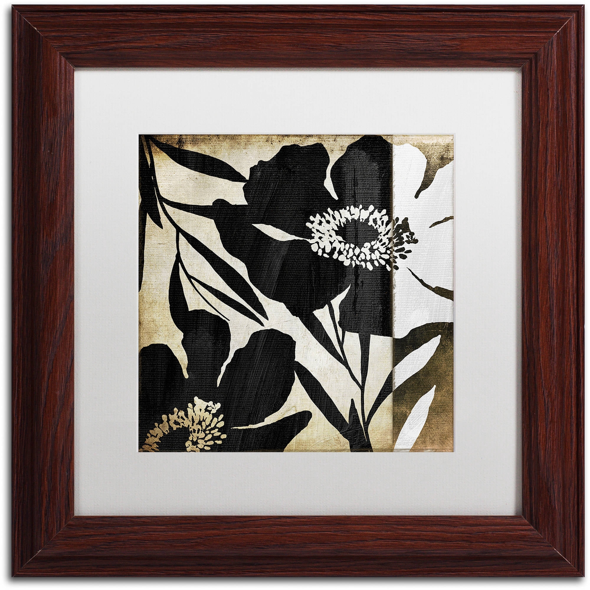 Trademark Fine Art "Floral Jungle Lines II" Canvas Art by Color Bakery White Matte, Wood Frame
