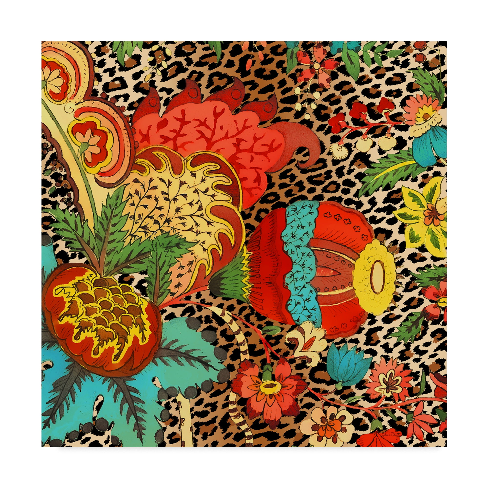 Trademark Fine Art 'Floral Leopard 2' Canvas Art by Jean Plout