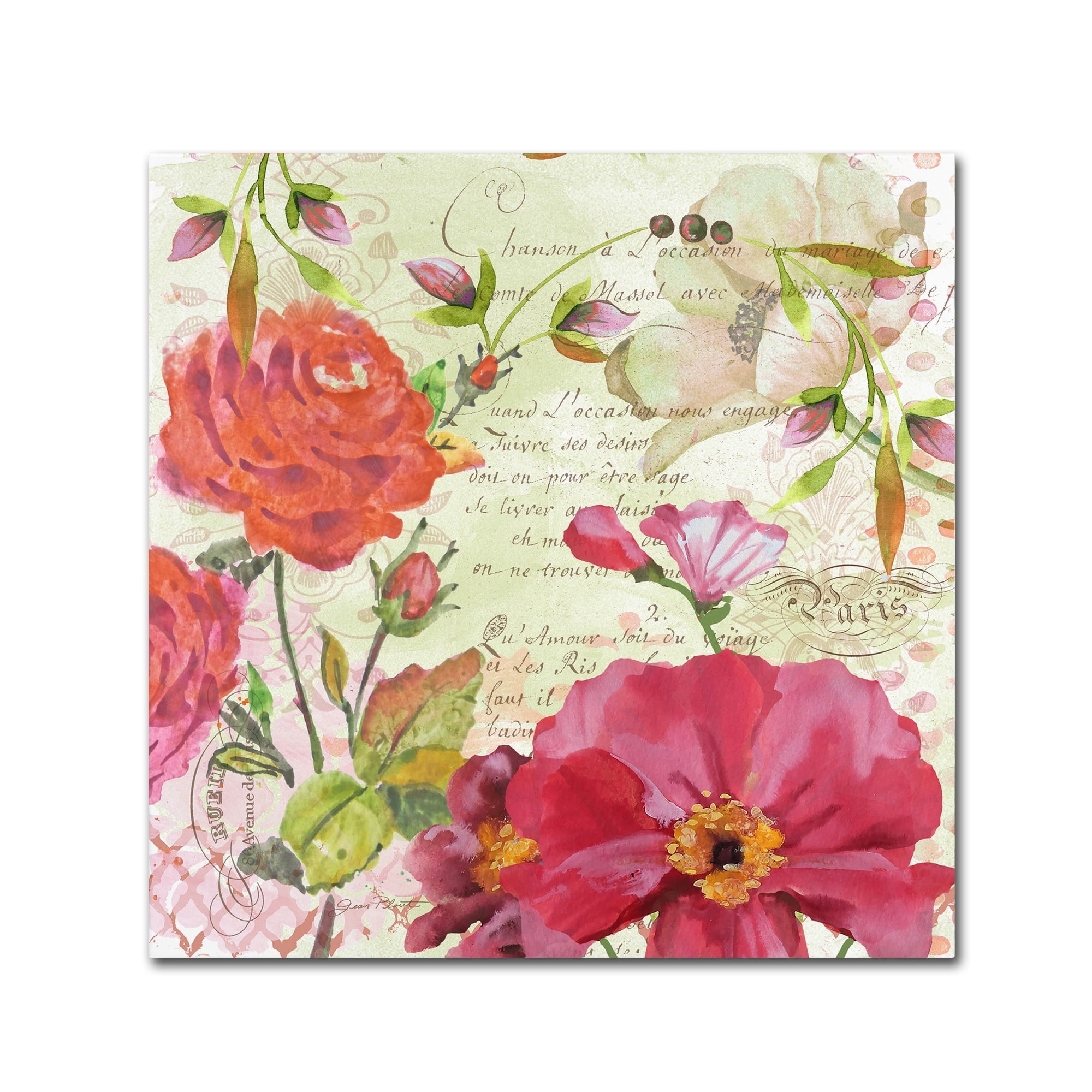 Trademark Fine Art 'Floral Love Song 1' Canvas Art by Jean Plout