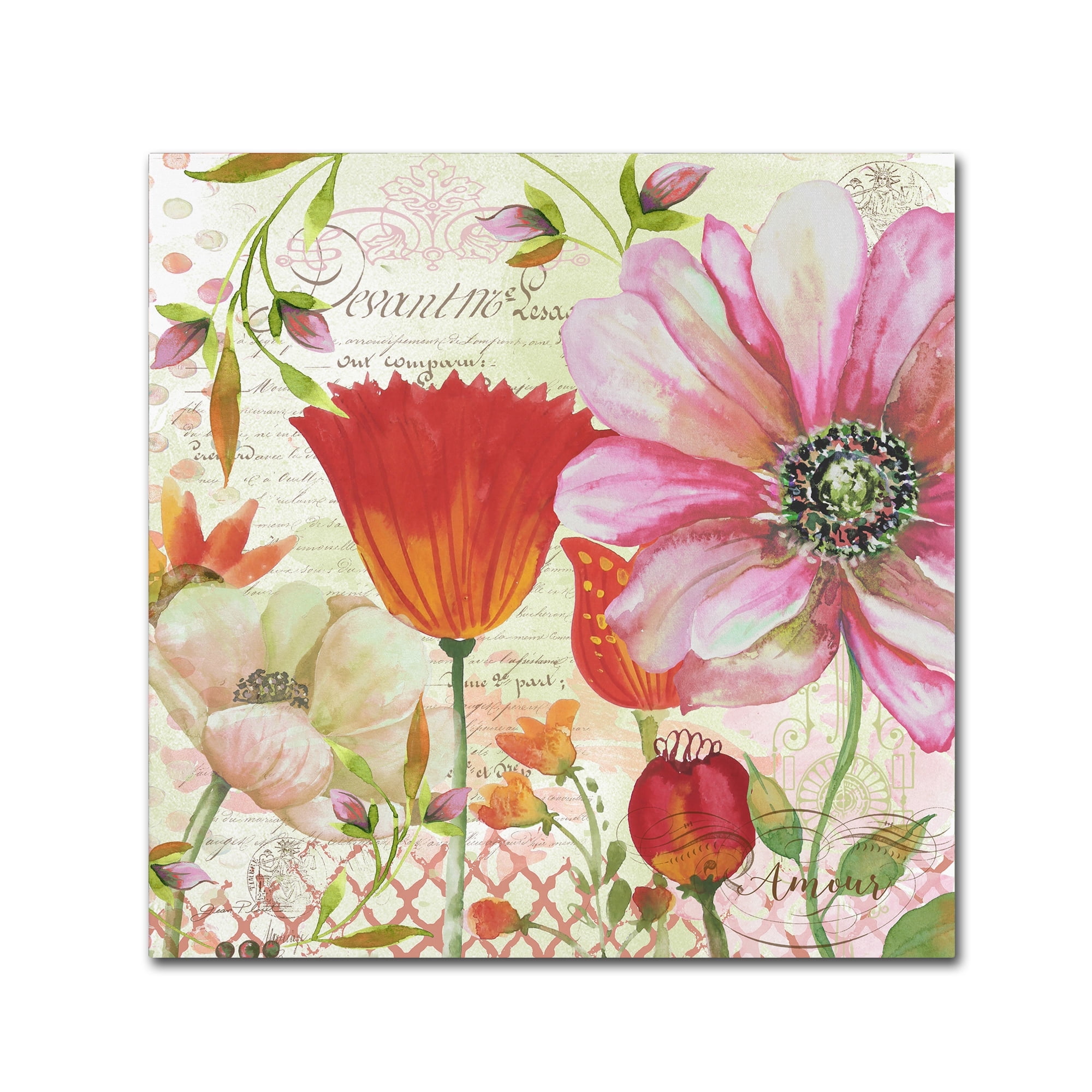 Trademark Fine Art 'Floral Love Song 2' Canvas Art by Jean Plout