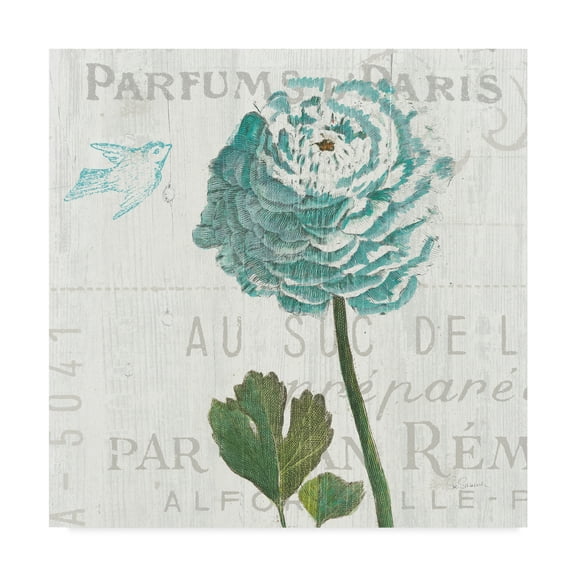 Trademark Fine Art 'Floral Messages on Wood II Blue' Canvas Art by Sue Schlabach