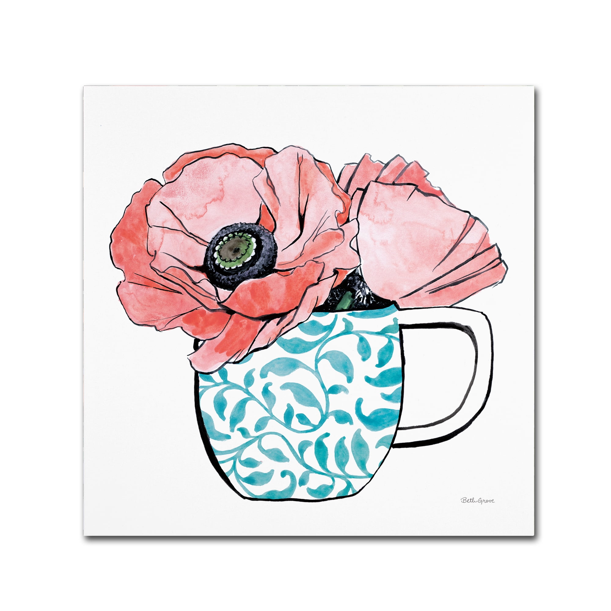 Trademark Fine Art 'Floral Teacups II' Canvas Art by Beth Grove