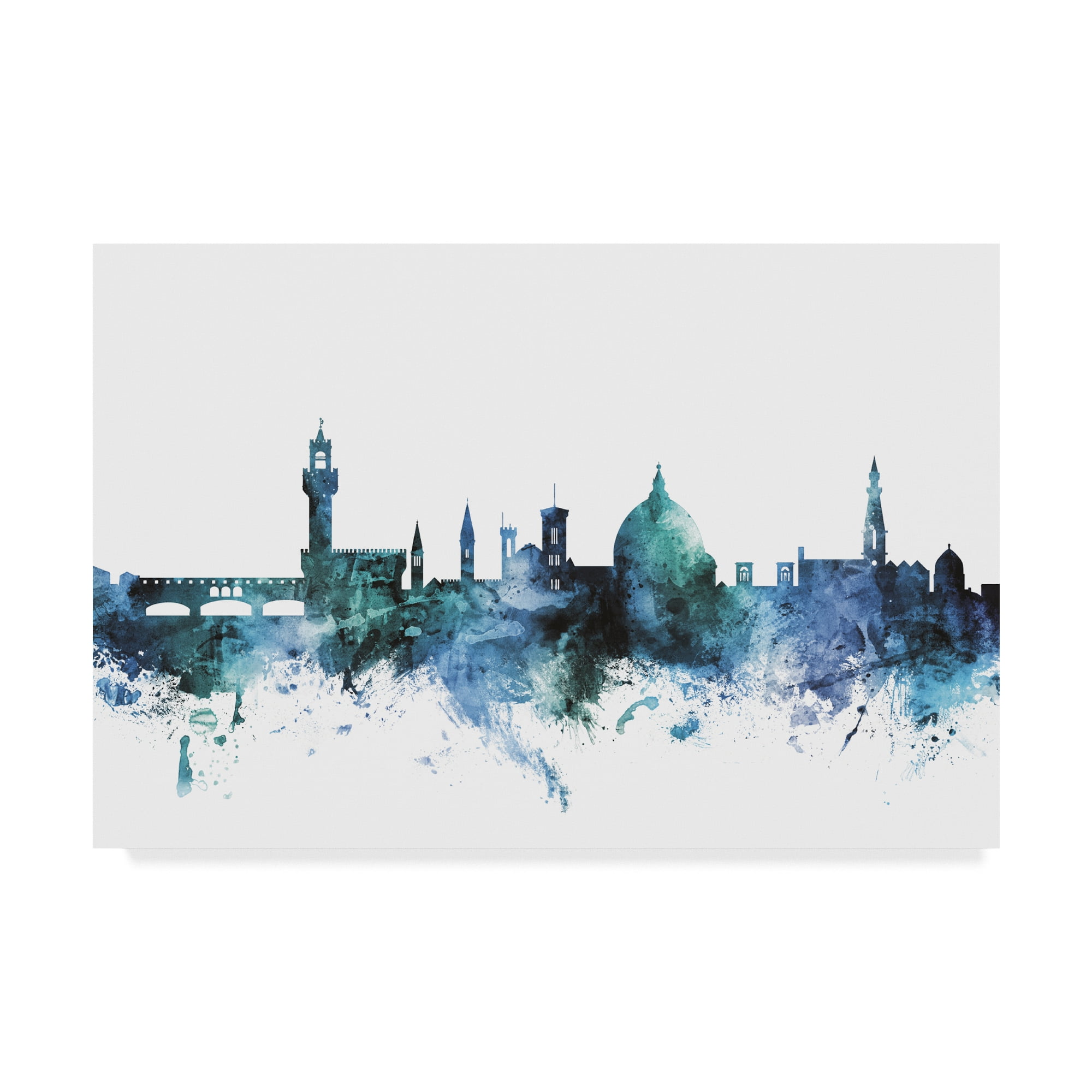 Trademark Fine Art 'Florence Italy Blue Teal Skyline' Canvas Art by Michael Tompsett